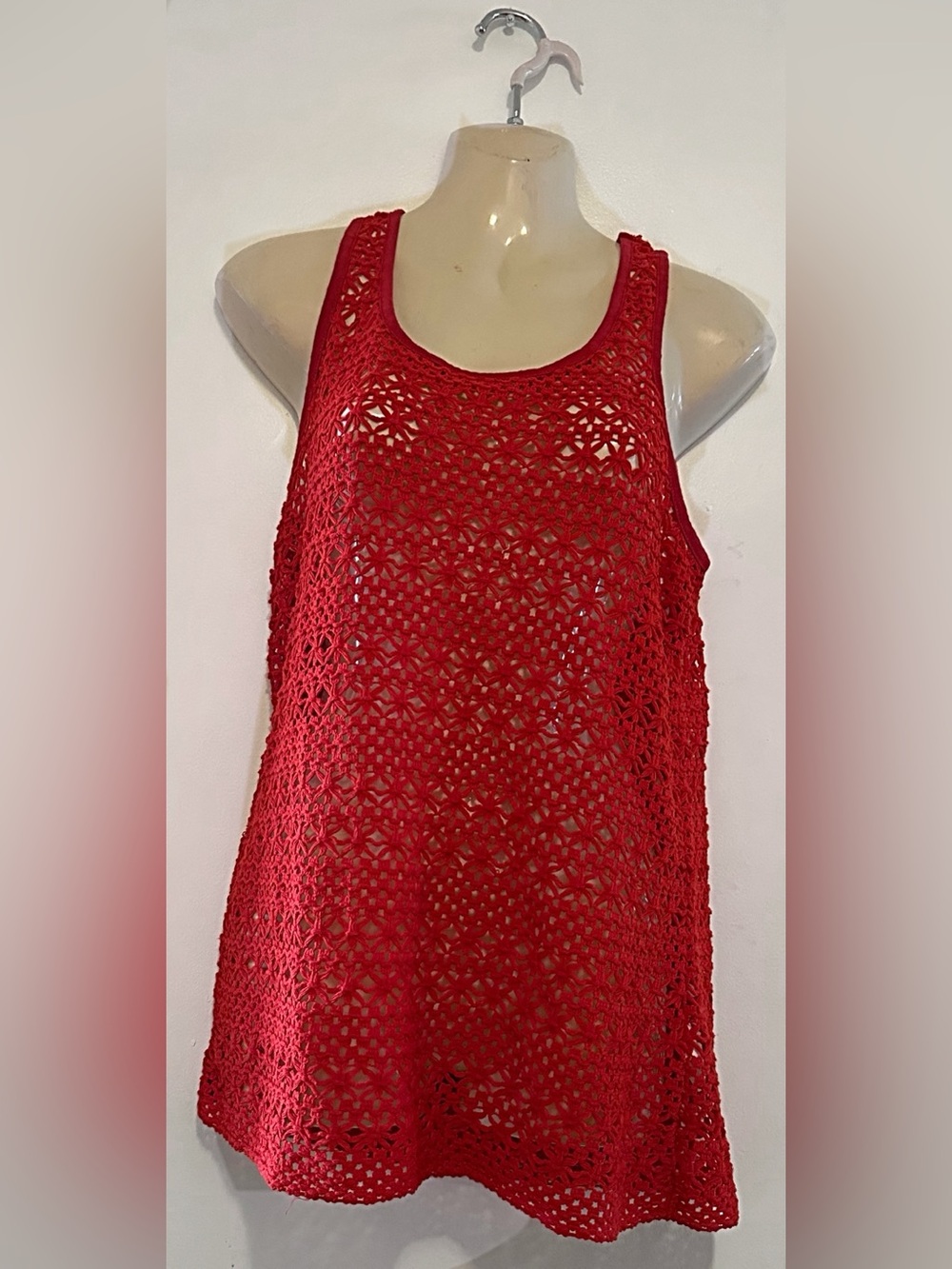 Red Crochet Tank Top - Women